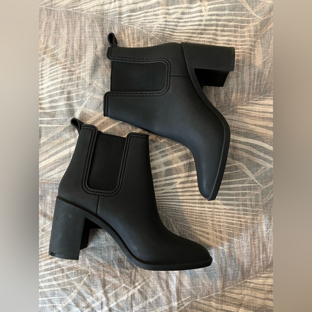 Black square toe booties